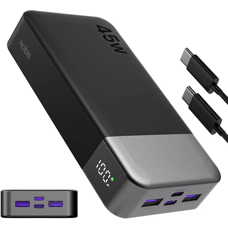 Nobis 20000mAh 45W Powerbank Fast Charge Power Bank with LED Display, Super Fast Charging Portable Charger with LED Display for iPhone 17 16 15 14 13