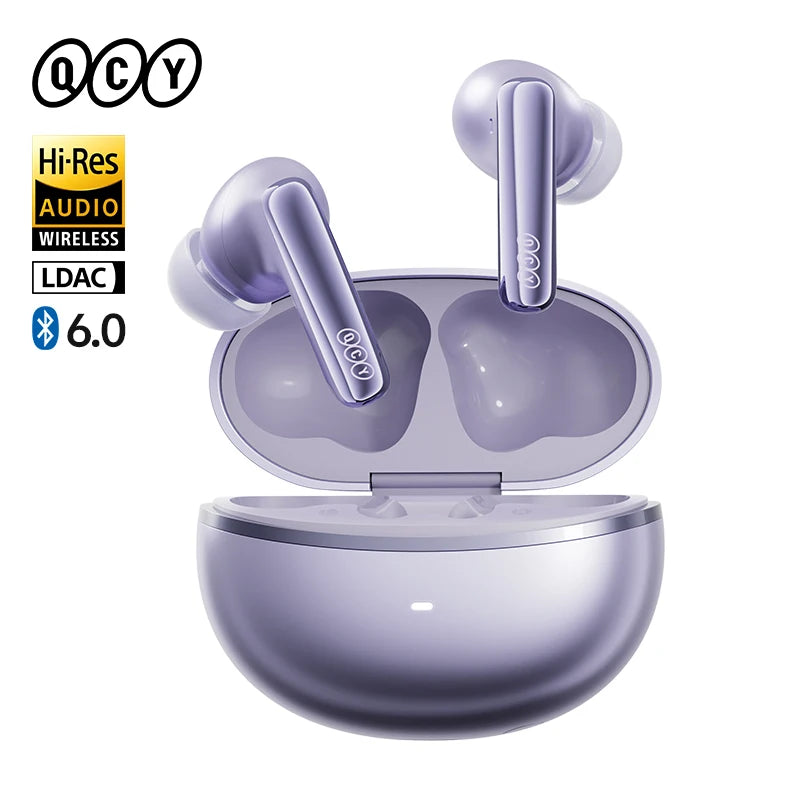 QCY MeloBuds N70 Adaptive ANC Wireless Earbuds Bluetooth 6.0 LDAC Hi-Res Audio 6 Mics Wireless Charging Earphones 50Hrs IPX5