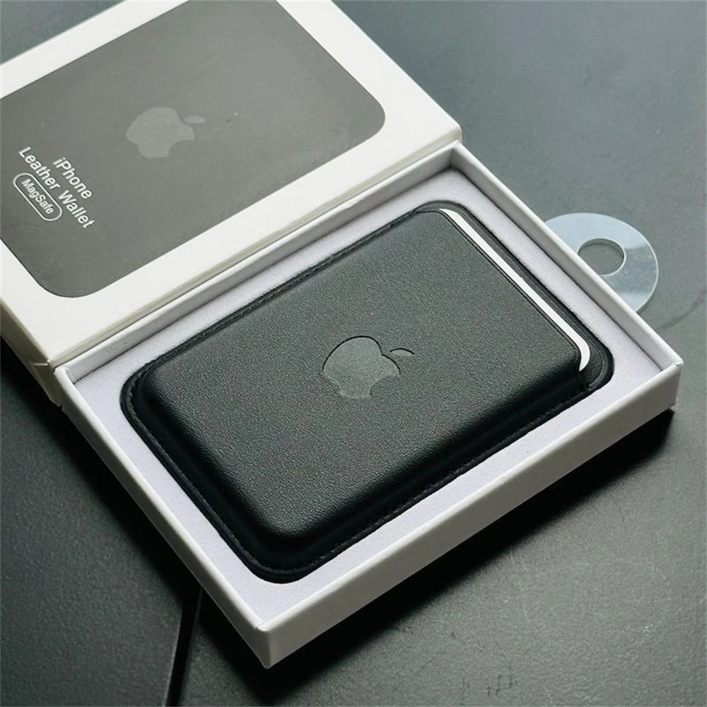 Official Magsafe Leather Card Holder for iPhone 18 17 Pro Max 16 15 14 Plus Strong Magnet Wallet Bag Holder Case with Aple Logo