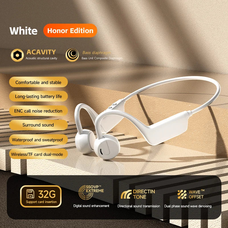 2026 Bone Conduction Headset Bluetooth 5.4 With Mic Waterproof Exercise Fitness Wireless Sports Headphone New