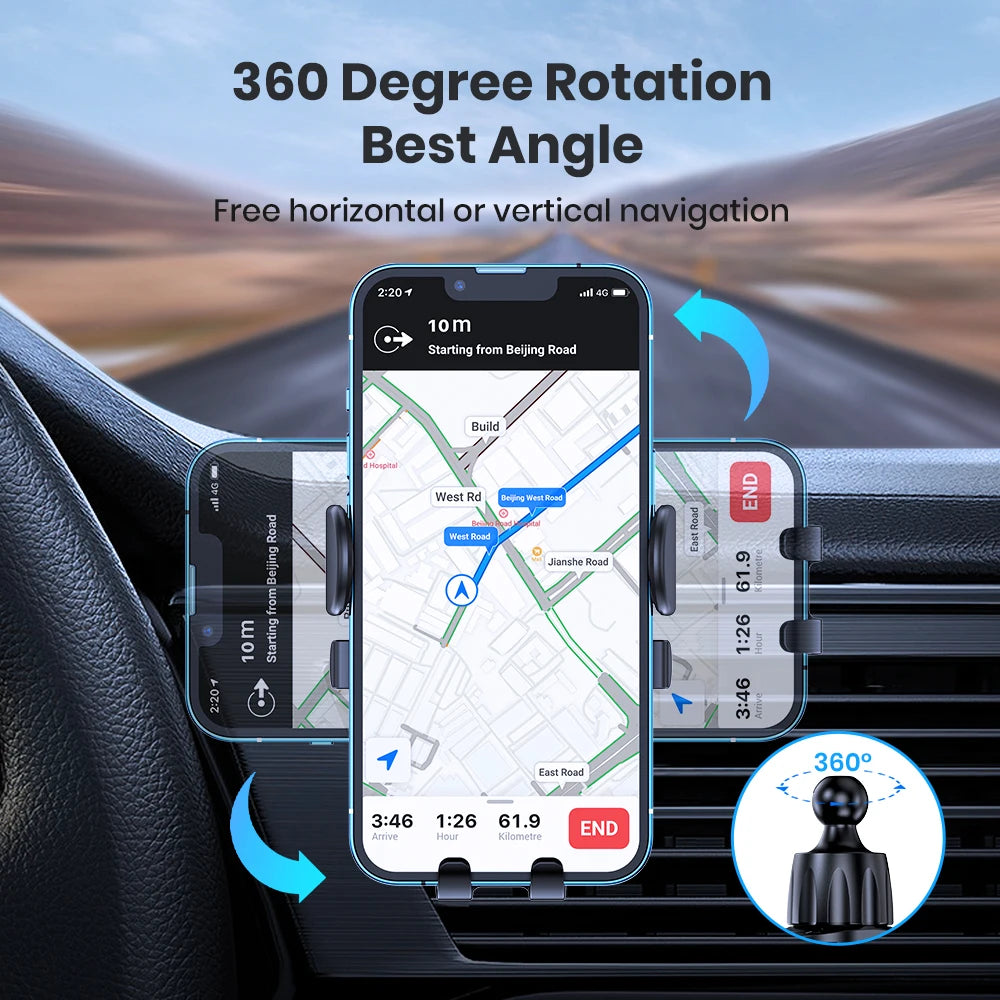 Car Phone Holder Mount, TOPK 2024 Upgrade Auto Locking Universal Phone Holder with Hook Clip for Car Air Vent for iPhone Samsung