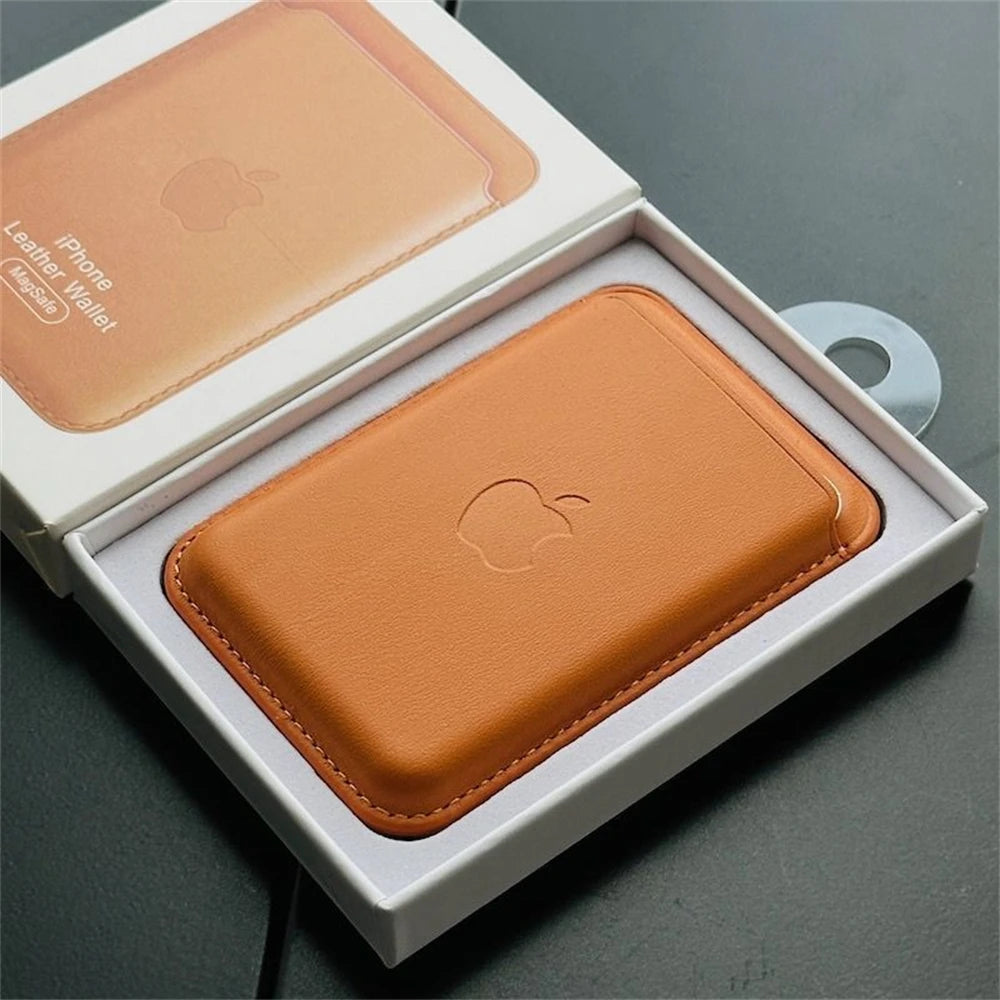 Official Magsafe Leather Card Holder for iPhone 18 17 Pro Max 16 15 14 Plus Strong Magnet Wallet Bag Holder Case with Aple Logo