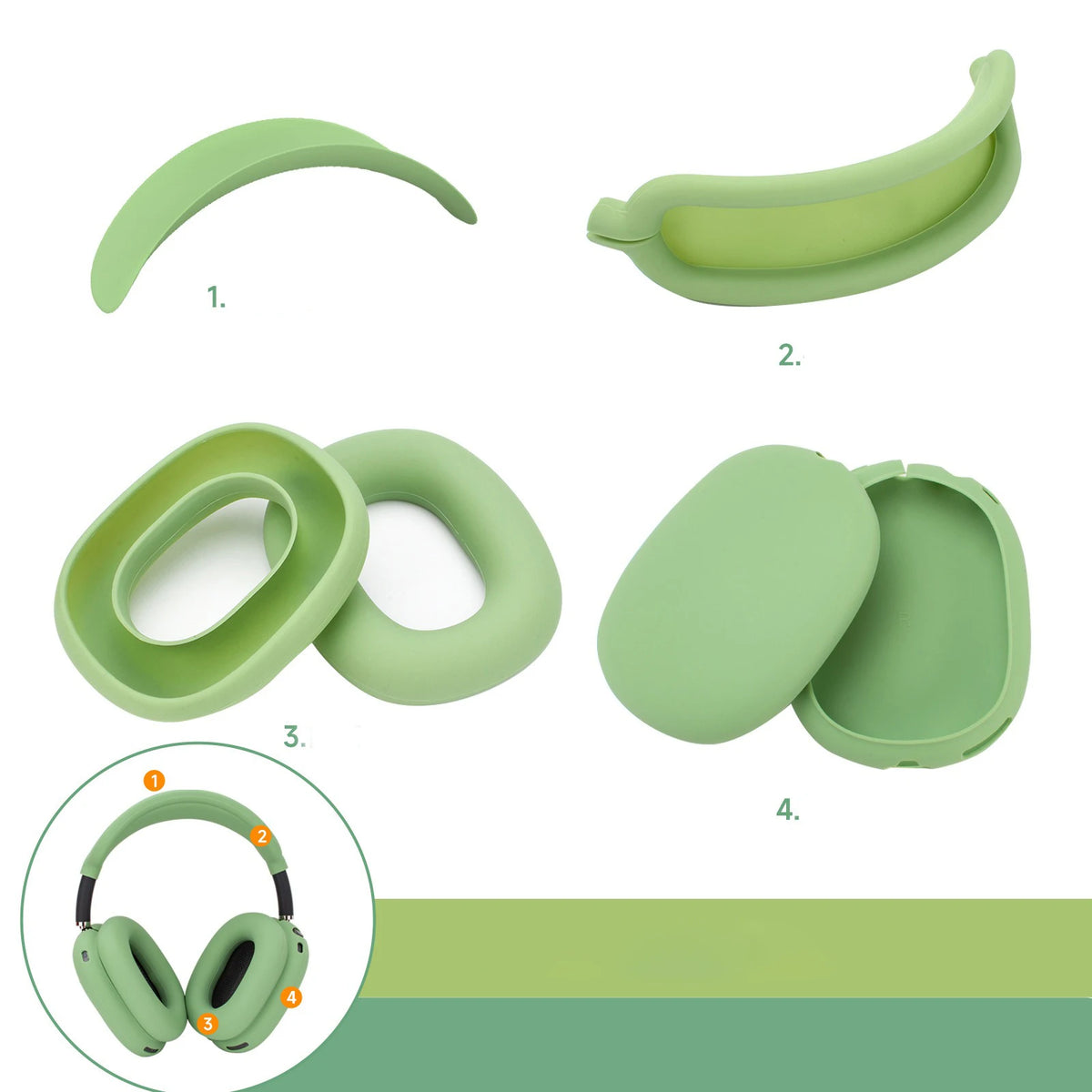 4 in 1 Replacement Silicone Ear Pads Cushion Cover For AirPods Max Headphone Headsets EarPads Earmuff Protective Case Sleeve