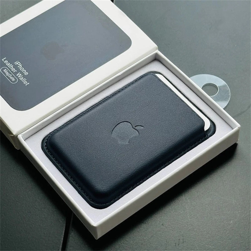Official Magsafe Leather Card Holder for iPhone 18 17 Pro Max 16 15 14 Plus Strong Magnet Wallet Bag Holder Case with Aple Logo