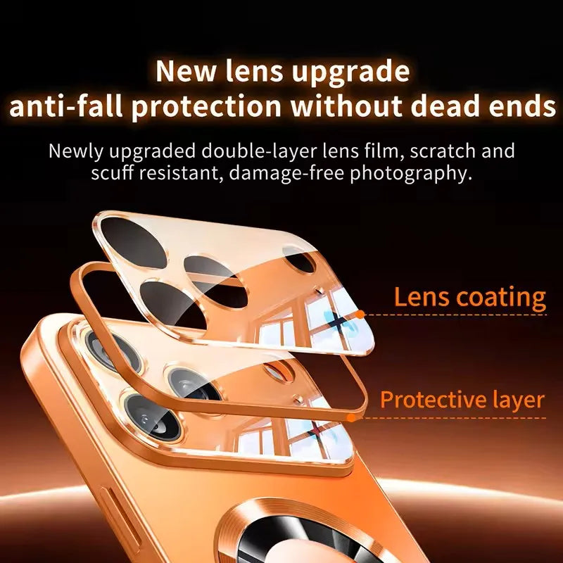 Luxury Glass Camera for Magesafe Magnetic Wireless Charge Case for IPhone 18 17 16 15 14 13 12 11 Pro Max Plus Shockproof Cover