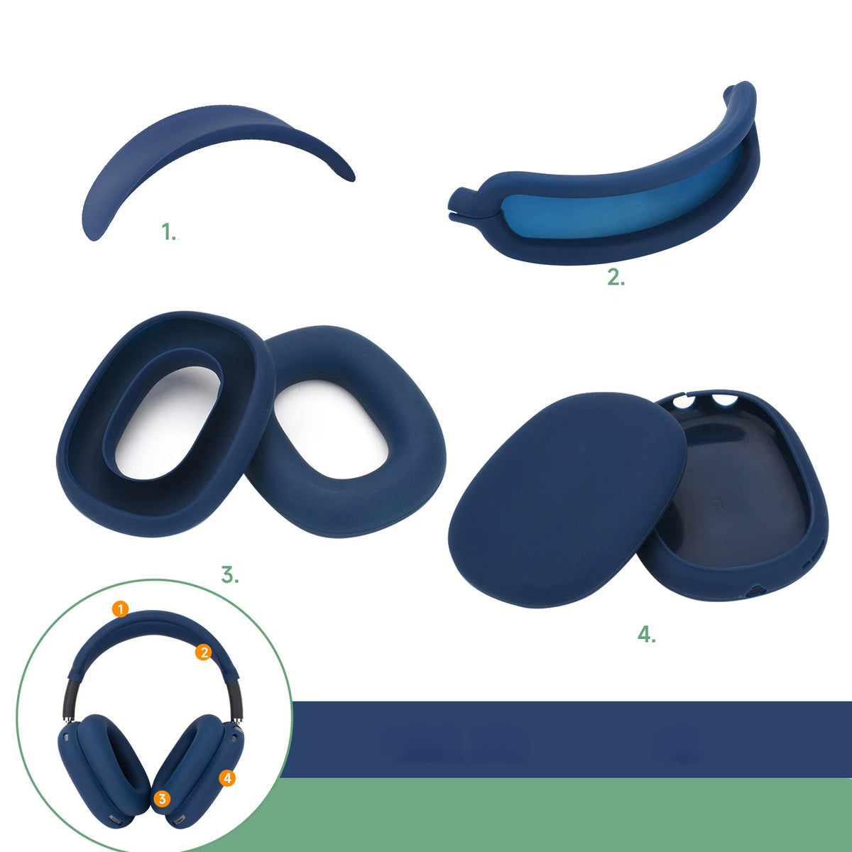 4 in 1 Replacement Silicone Ear Pads Cushion Cover For AirPods Max Headphone Headsets EarPads Earmuff Protective Case Sleeve