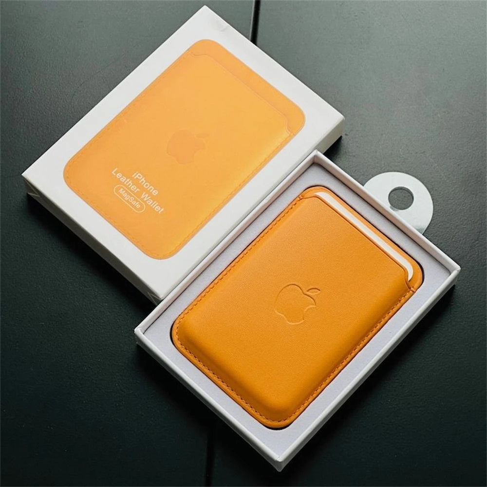 Official Magsafe Leather Card Holder for iPhone 18 17 Pro Max 16 15 14 Plus Strong Magnet Wallet Bag Holder Case with Aple Logo