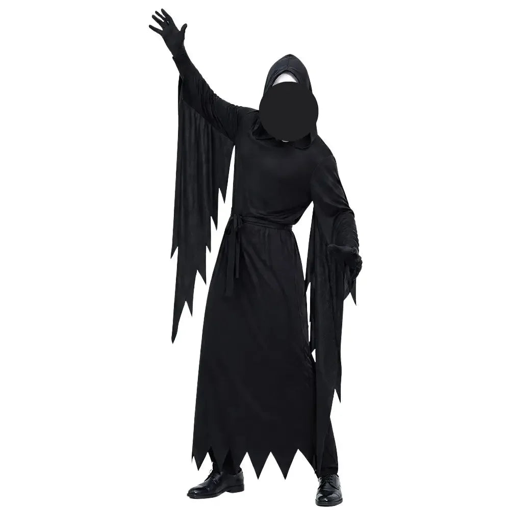 Halloween Adult Scream Costume Horror Ghost Reaper Black Robe Ghost House Party Cosplay Costume