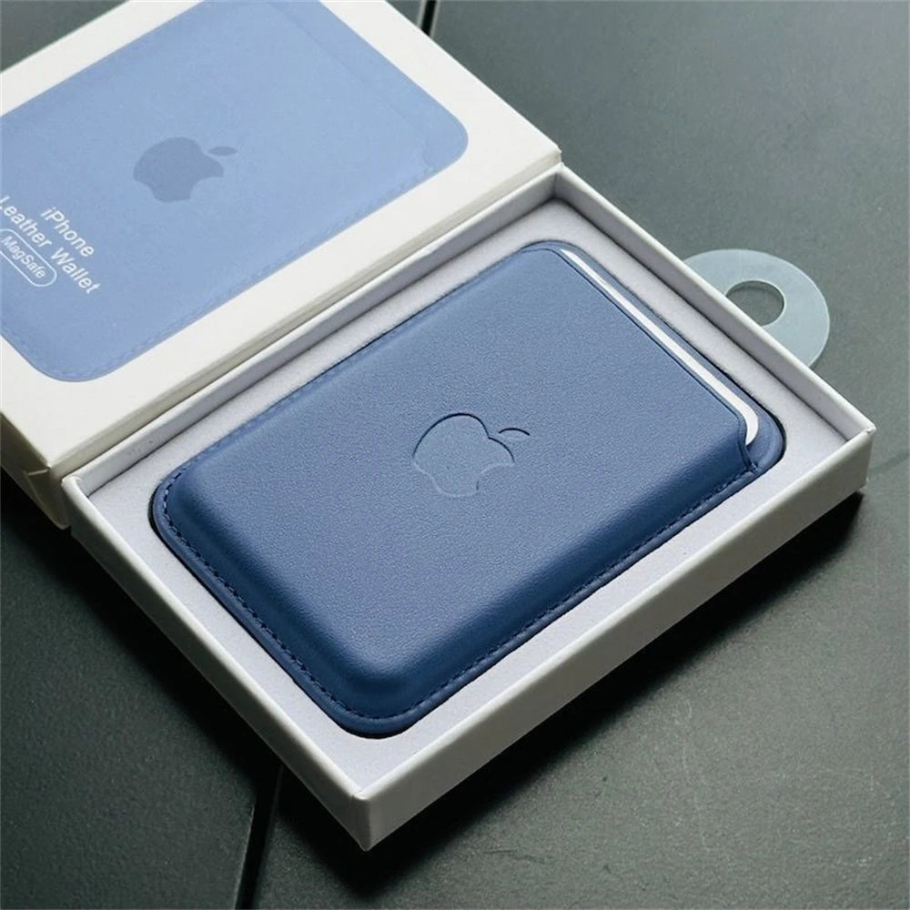 Official Magsafe Leather Card Holder for iPhone 18 17 Pro Max 16 15 14 Plus Strong Magnet Wallet Bag Holder Case with Aple Logo
