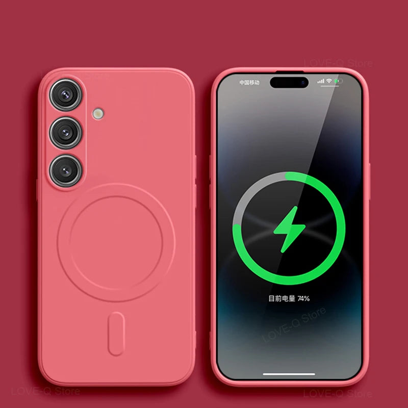 For Magsafe Magnetic Phone Case For Samsung Galaxy S26 S25 S24 S23 S 26 Ultra S26Ultra Plus FE Soft Cases Liquid Silicone Cover