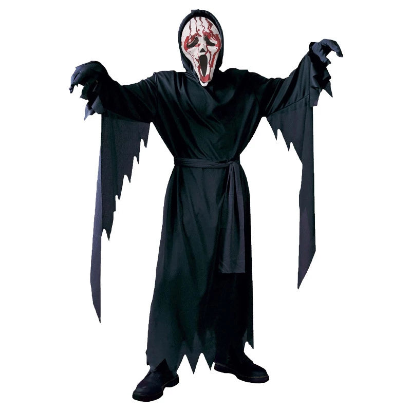 Halloween Party Reaper Cosplay Death Fancy Dress Performance Black Demon Costume Ghost Scary Skull Mask Adult Scream Costume