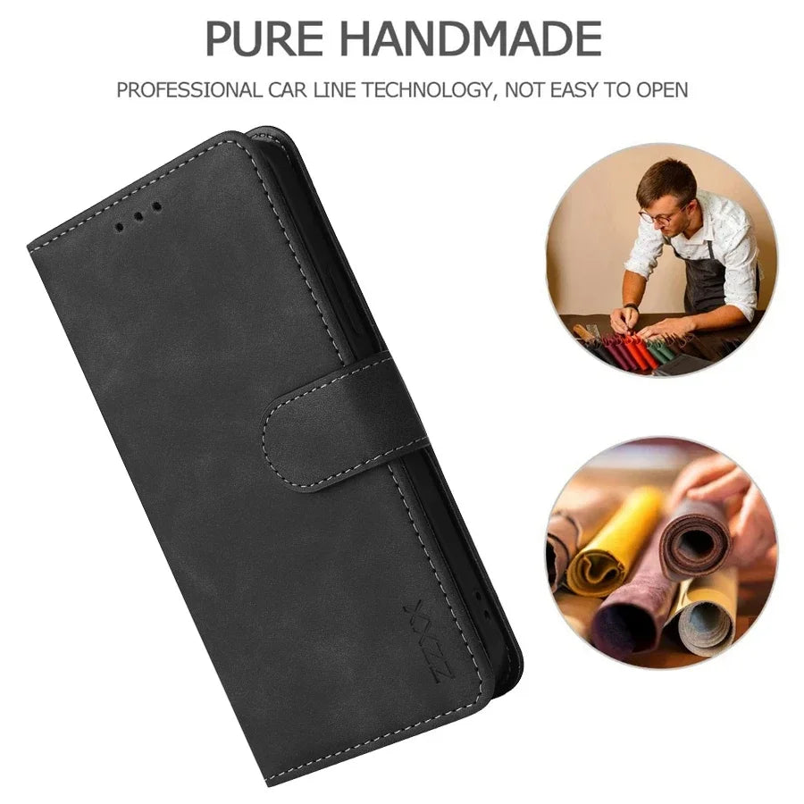 Wallet Skin-friendly With Card Slot Bracket Magnetic Flip Case For Apple iPhone Air 17 Pro Max 16e 15 Plus 14 13 12 11 XR Cover