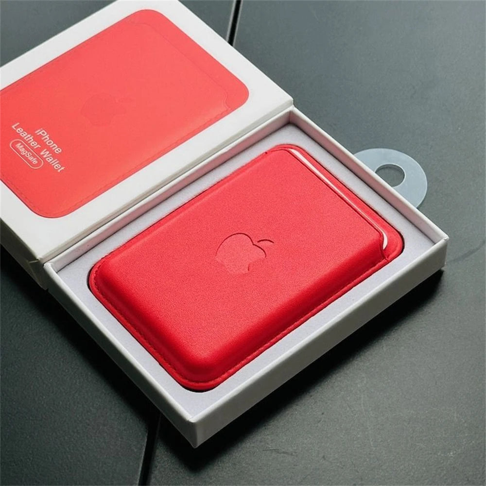 Official Magsafe Leather Card Holder for iPhone 18 17 Pro Max 16 15 14 Plus Strong Magnet Wallet Bag Holder Case with Aple Logo