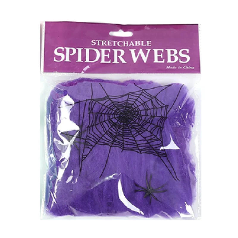Halloween Scary Party Scene Props White Stretchy Cobweb Spider Web Horror Halloween Decoration For Bar Haunted House