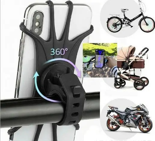 360° Rotatable Mobile Phone Bicycle Motorcycle Holder Bike Safe Bracket Silicone Support Silicone Pull Type For All Phones Stand