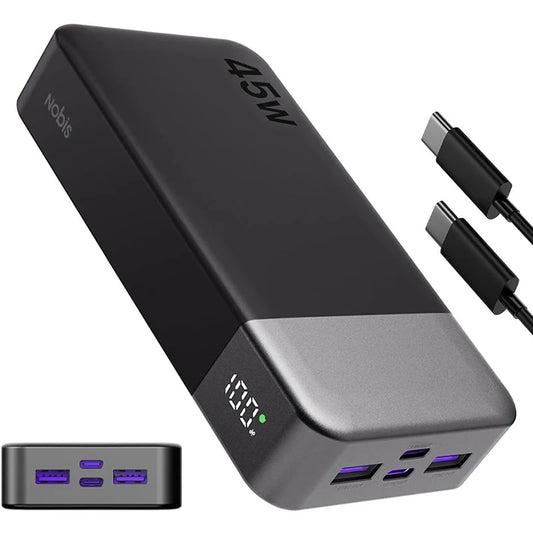Nobis 20000mAh 45W Powerbank Fast Charge Power Bank with LED Display, Super Fast Charging Portable Charger with LED Display for iPhone 17 16 15 14 13