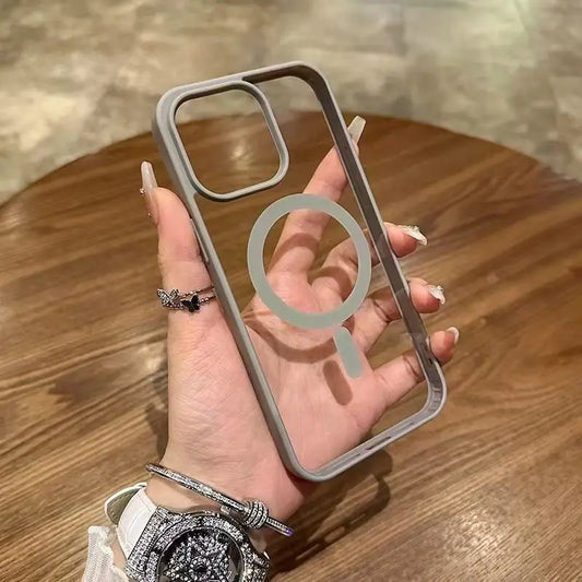 Luxury Magnetic For Magsafe Wireless Charge Case For iPhone 17 16 15 14 Plus 13 12 11 Pro Max 17E 16E Shockproof Clear Cover