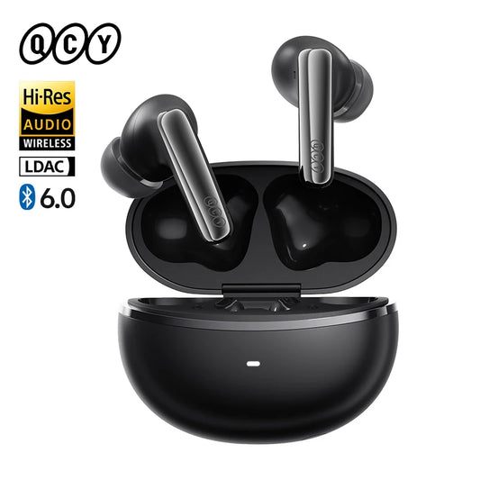 QCY MeloBuds N70 Adaptive ANC Wireless Earbuds Bluetooth 6.0 LDAC Hi-Res Audio 6 Mics Wireless Charging Earphones 50Hrs IPX5