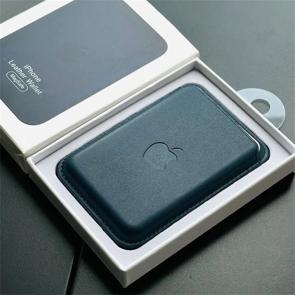Official Magsafe Leather Card Holder for iPhone 18 17 Pro Max 16 15 14 Plus Strong Magnet Wallet Bag Holder Case with Aple Logo