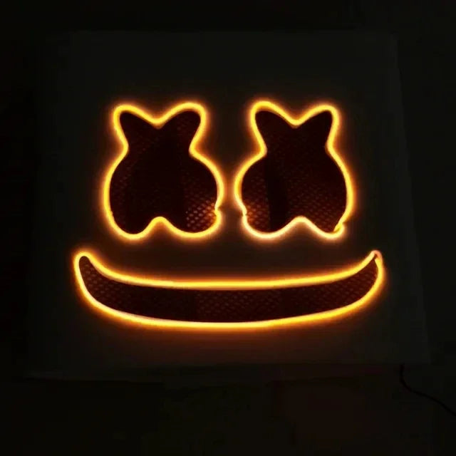 Halloween LED DJ Mask Lifelike Marshmello Mask Breathable Helmet Mask Durable Carnival Festival Halloween Party Props Cosplay
