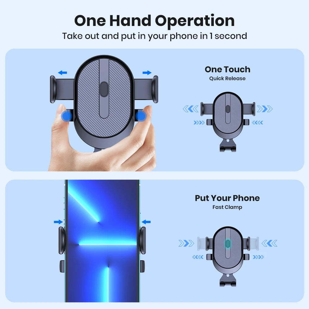 Car Phone Holder Mount, TOPK 2024 Upgrade Auto Locking Universal Phone Holder with Hook Clip for Car Air Vent for iPhone Samsung