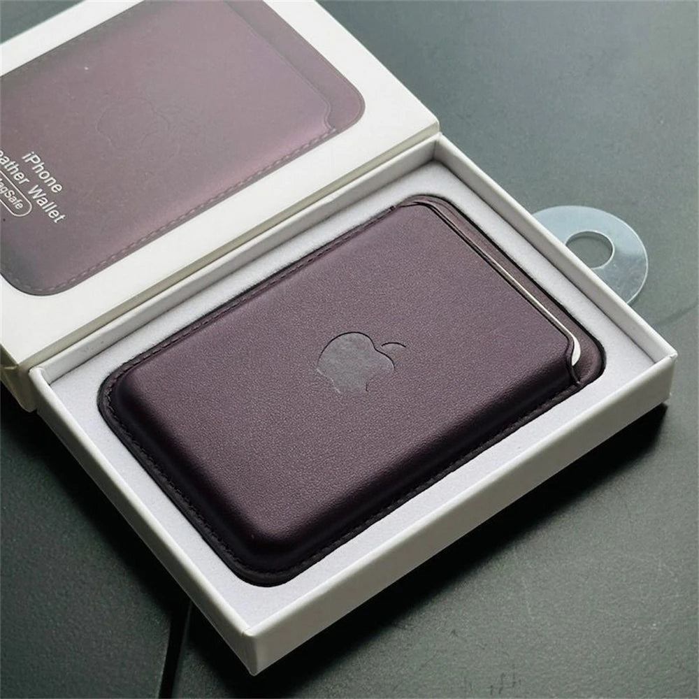 Official Magsafe Leather Card Holder for iPhone 18 17 Pro Max 16 15 14 Plus Strong Magnet Wallet Bag Holder Case with Aple Logo