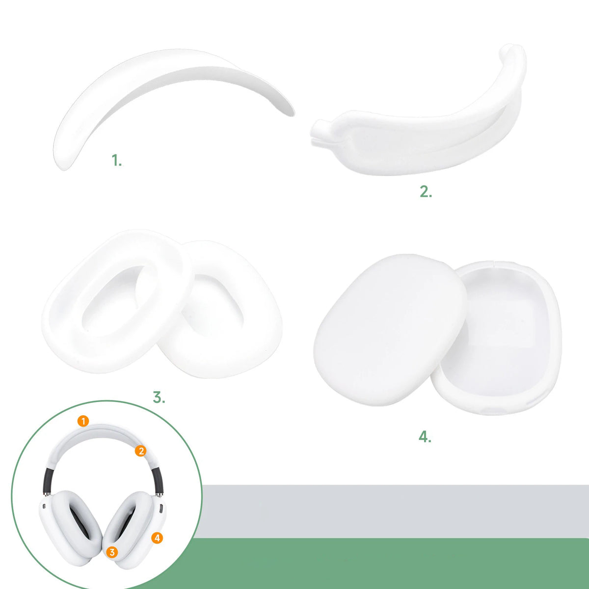 4 in 1 Replacement Silicone Ear Pads Cushion Cover For AirPods Max Headphone Headsets EarPads Earmuff Protective Case Sleeve