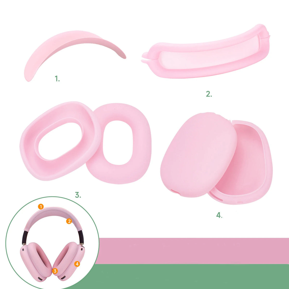 4 in 1 Replacement Silicone Ear Pads Cushion Cover For AirPods Max Headphone Headsets EarPads Earmuff Protective Case Sleeve