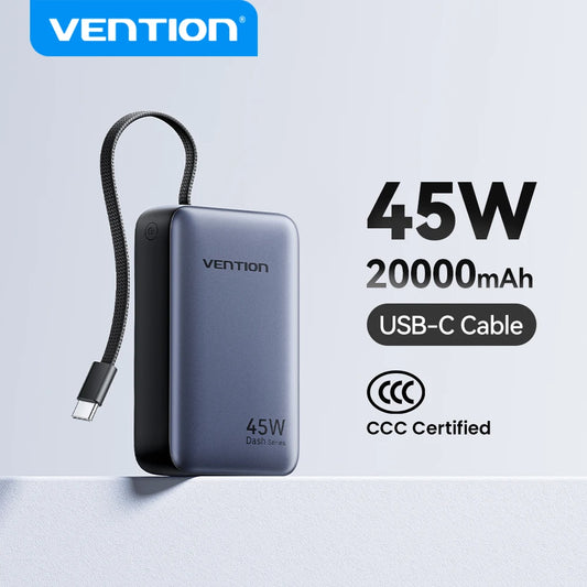 Vention CCC 45W 20000mAh Power Bank Fast Charging Portable Charger for iPhone 18 Pro Max Samsung Galaxy Battery 3C Powerbank