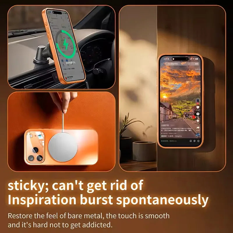 Luxury Glass Camera for Magesafe Magnetic Wireless Charge Case for IPhone 18 17 16 15 14 13 12 11 Pro Max Plus Shockproof Cover