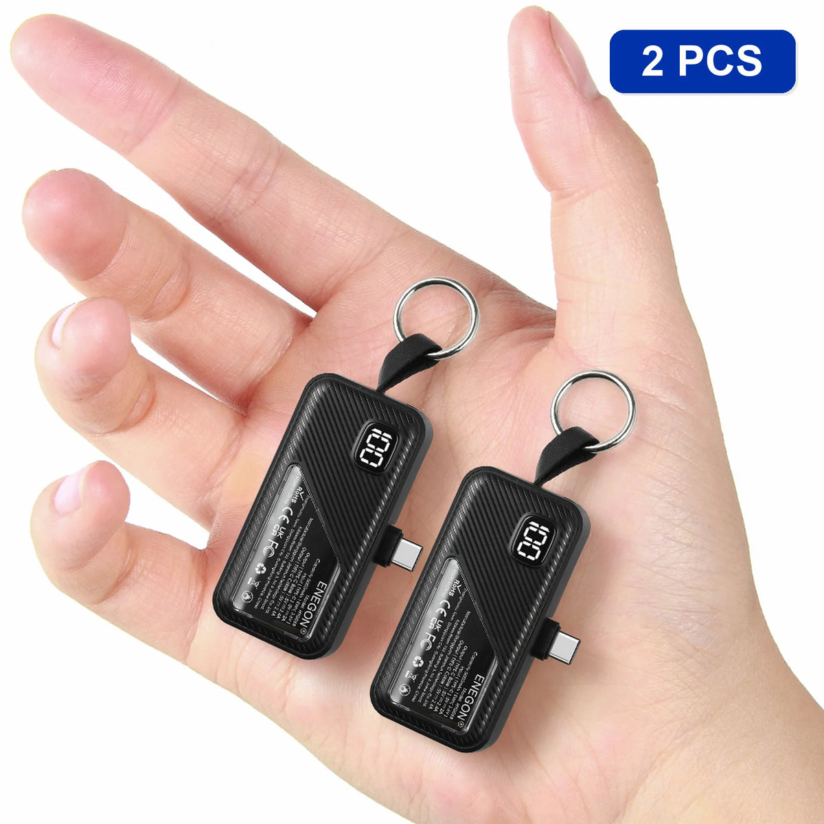1Pack / 2 Pack 5000mAh Mini Power Bank, Portable USB C Charger with LED Display, Fast Charging External Battery for iPhone Samsung Xiaomi