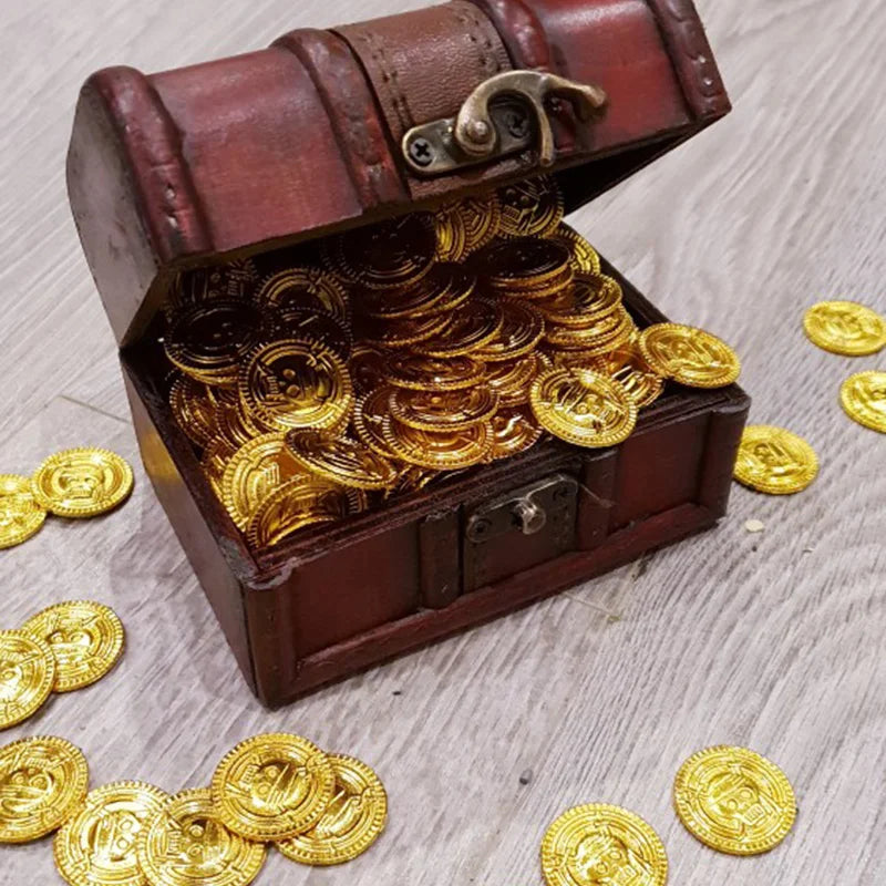 50/100Pcs Pirate Gold Coins Plastic Fake Treasure Coins Props Halloween Decor Kids Birthday Party Favor Game Treasure Supplies