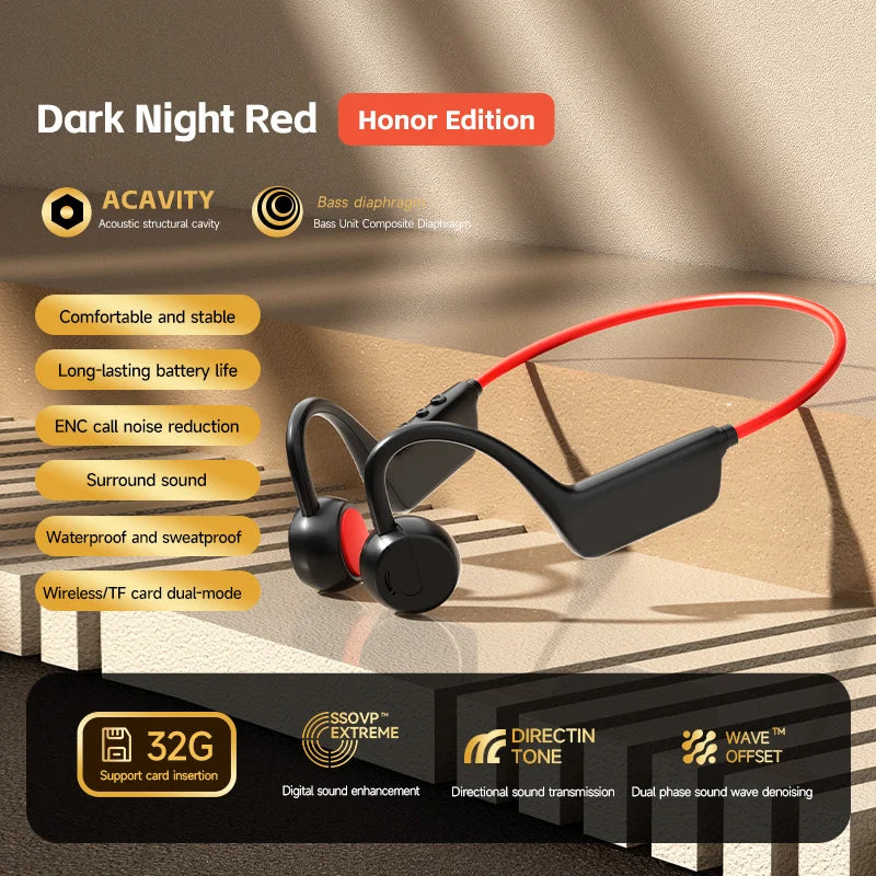 2026 Bone Conduction Headset Bluetooth 5.4 With Mic Waterproof Exercise Fitness Wireless Sports Headphone New