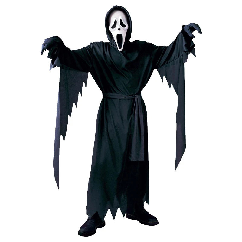 Halloween Party Reaper Cosplay Death Fancy Dress Performance Black Demon Costume Ghost Scary Skull Mask Adult Scream Costume