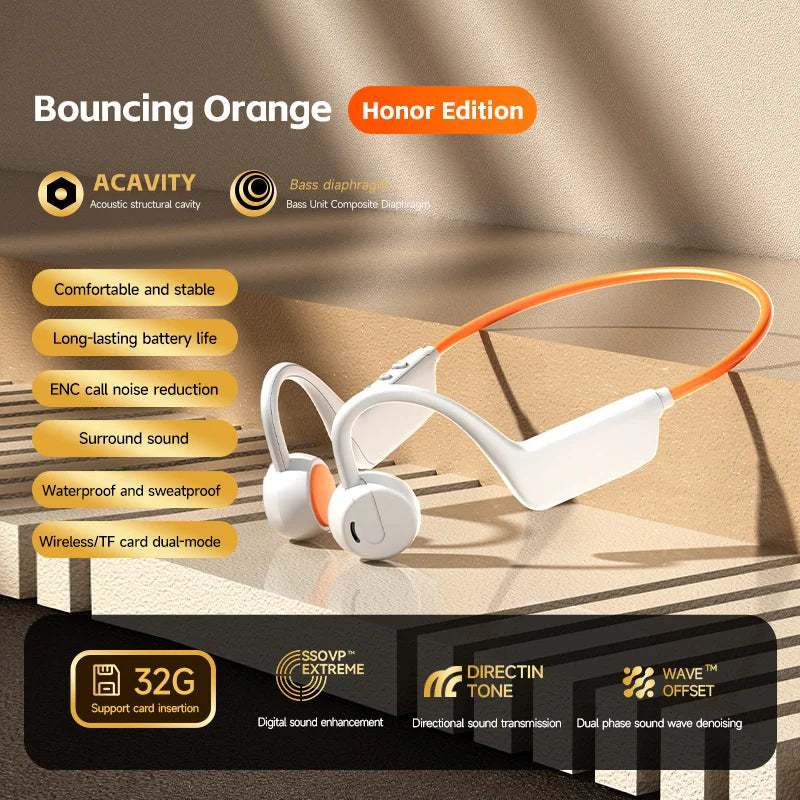 2026 Bone Conduction Headset Bluetooth 5.4 With Mic Waterproof Exercise Fitness Wireless Sports Headphone New