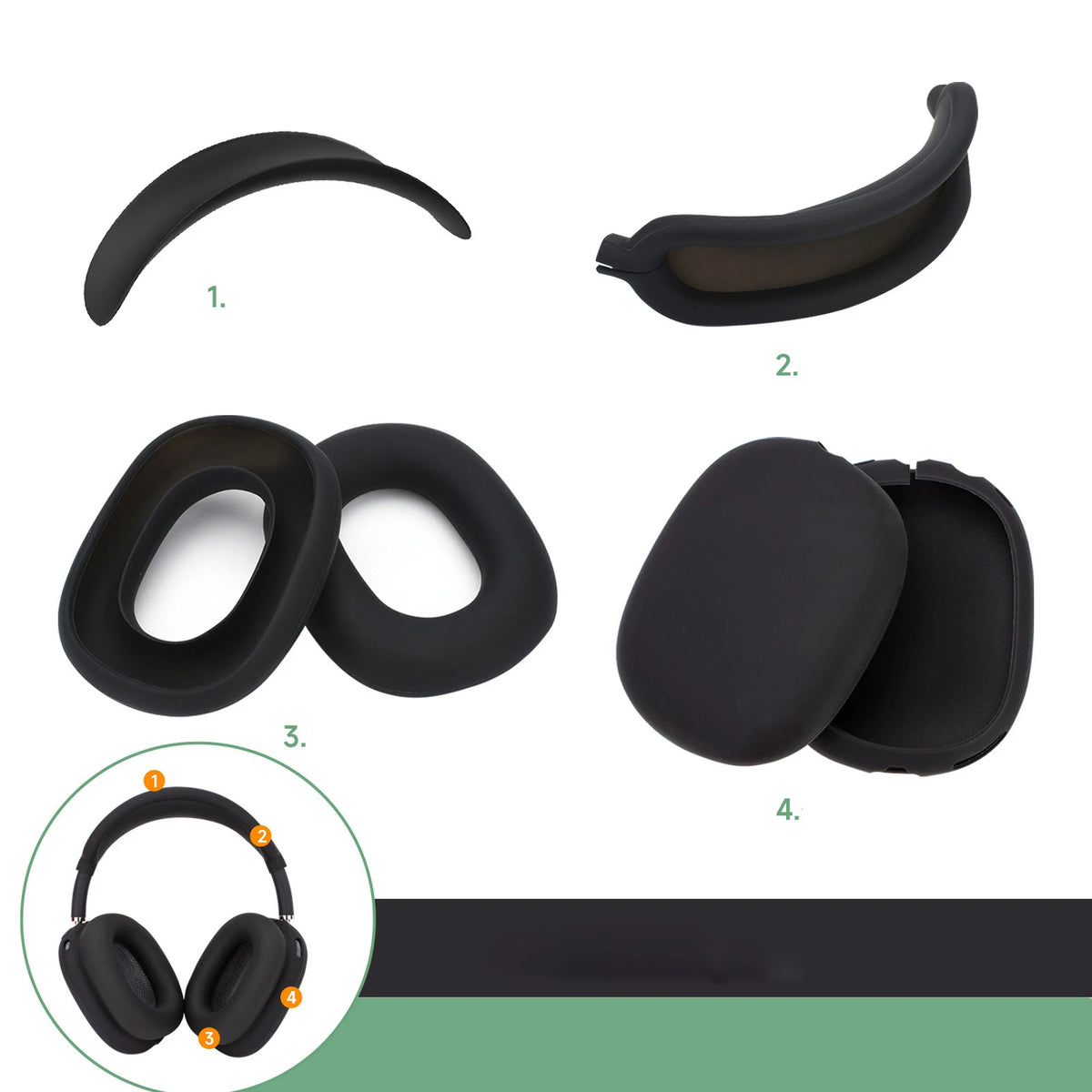 4 in 1 Replacement Silicone Ear Pads Cushion Cover For AirPods Max Headphone Headsets EarPads Earmuff Protective Case Sleeve