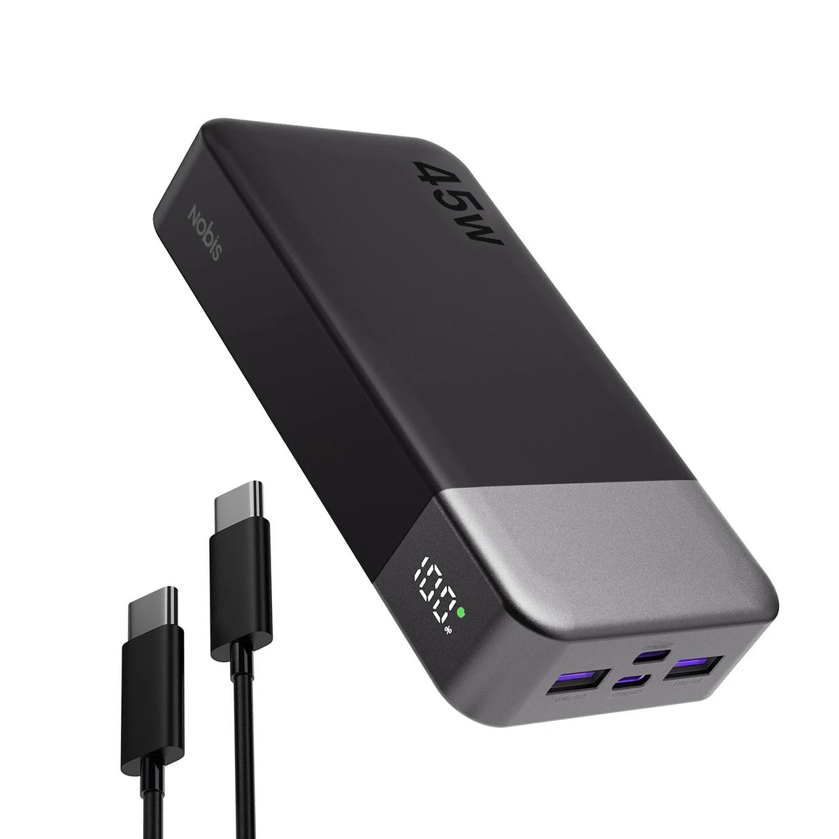 Nobis 20000mAh 45W Powerbank Fast Charge Power Bank with LED Display, Super Fast Charging Portable Charger with LED Display for iPhone 17 16 15 14 13