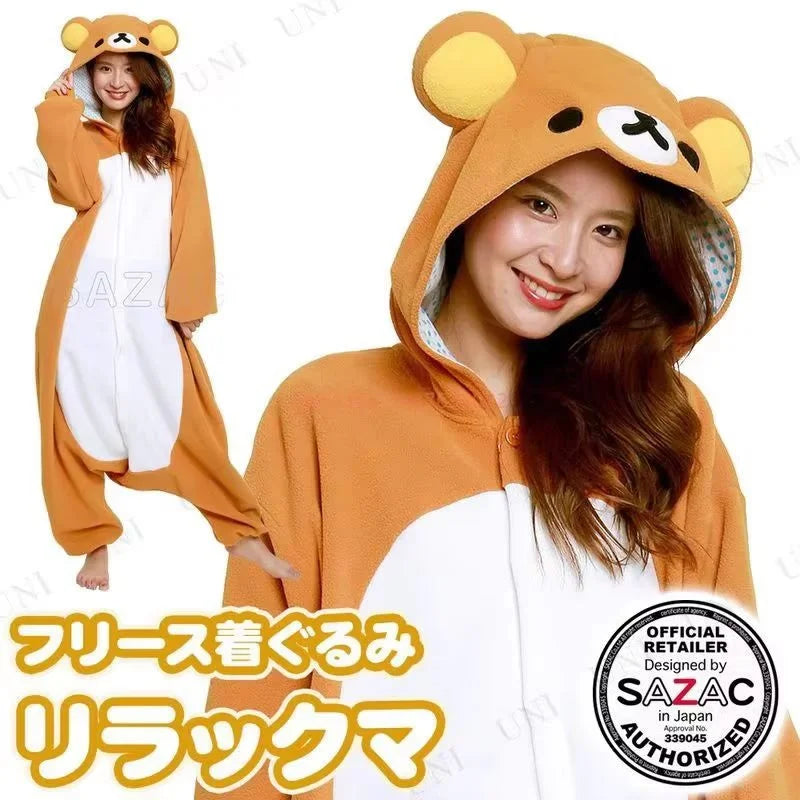Sazac Rilakkuma Kigurumi Adult Anime Jumpsuit Pajamas Kawaii Cute Cartoon Character Loungewear For Home Party