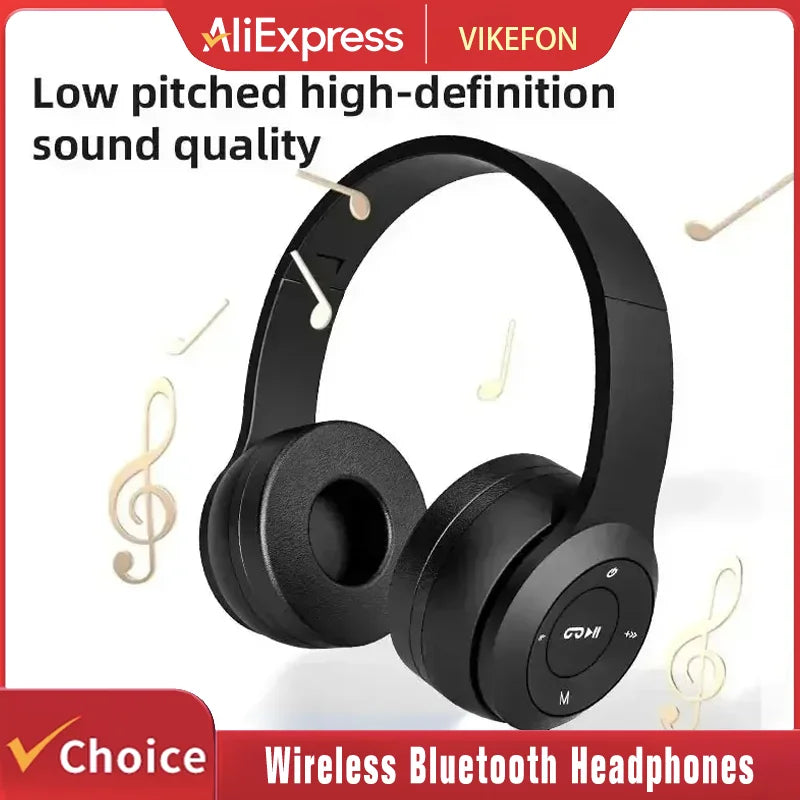 Foldable Bluetooth Headphones Wireless Overhead Earphones with Microphone Volume Control for smartphones Game Headset